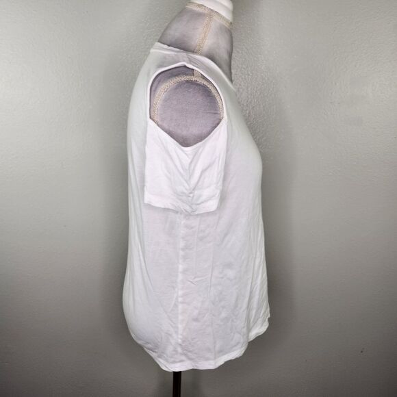 MICHAEL Michael Kors White Cold Shoulder Short Sleeve Gold Jeweled Logo Medium - Picture 6 of 10